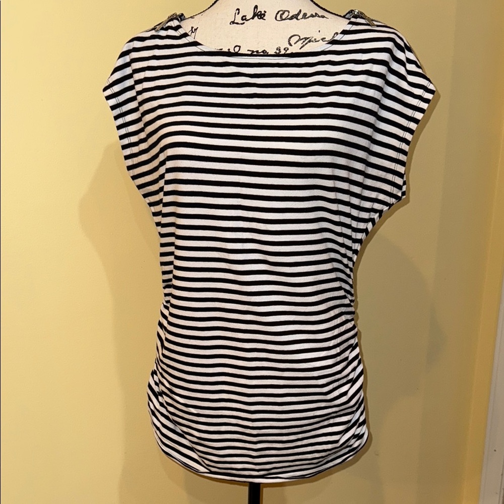 Michael Kors Striped Black and White Women's Top, XL